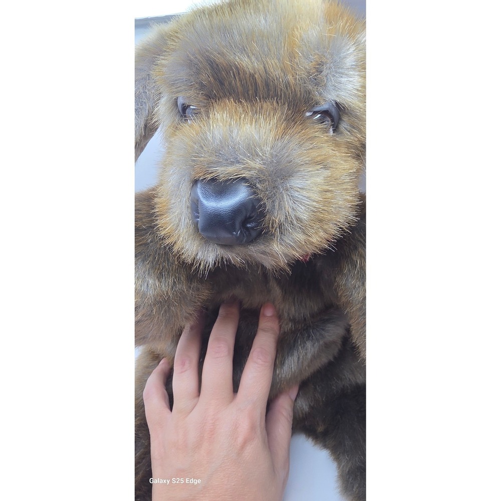 Folkmanis Sitting Dog Puppet Brindle Brown Plush Hand Puppet 21-YM-005 NWT